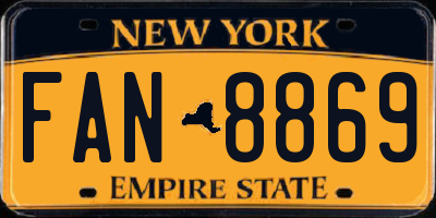 NY license plate FAN8869