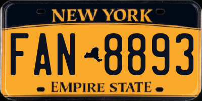NY license plate FAN8893