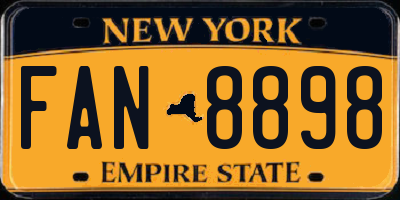 NY license plate FAN8898
