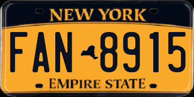 NY license plate FAN8915