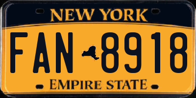 NY license plate FAN8918