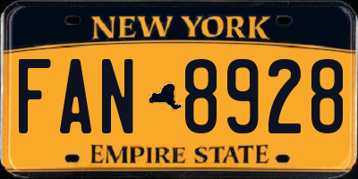 NY license plate FAN8928