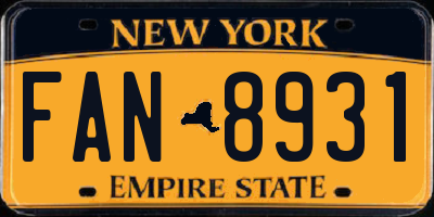 NY license plate FAN8931