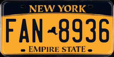 NY license plate FAN8936