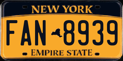 NY license plate FAN8939