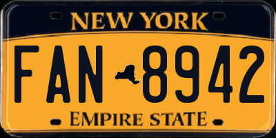 NY license plate FAN8942