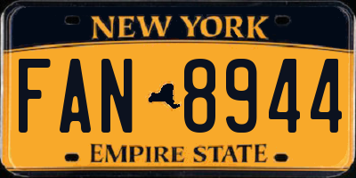 NY license plate FAN8944