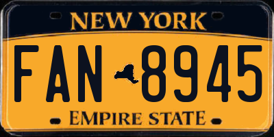 NY license plate FAN8945