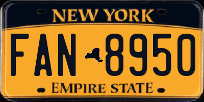 NY license plate FAN8950