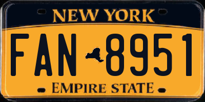 NY license plate FAN8951