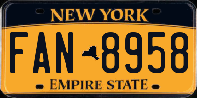 NY license plate FAN8958