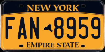 NY license plate FAN8959