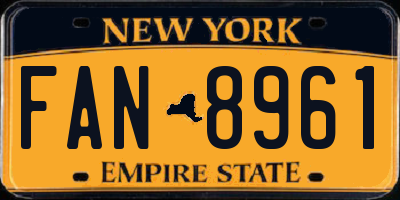 NY license plate FAN8961