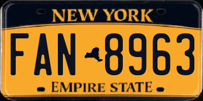 NY license plate FAN8963