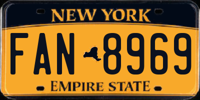 NY license plate FAN8969