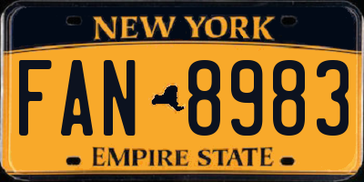 NY license plate FAN8983