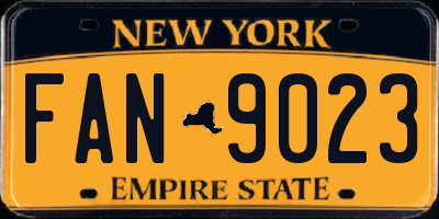 NY license plate FAN9023