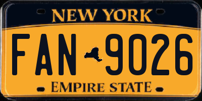 NY license plate FAN9026