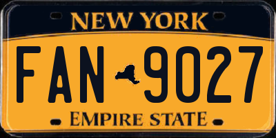 NY license plate FAN9027
