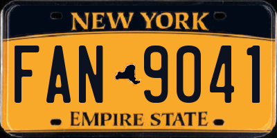 NY license plate FAN9041