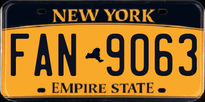 NY license plate FAN9063
