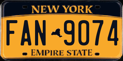 NY license plate FAN9074