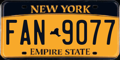 NY license plate FAN9077