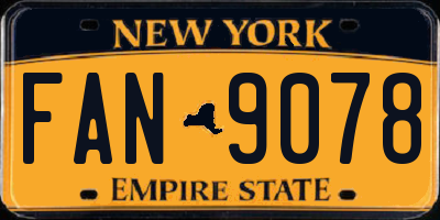 NY license plate FAN9078