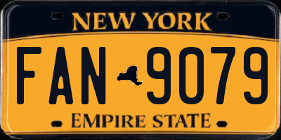 NY license plate FAN9079