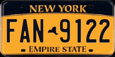 NY license plate FAN9122