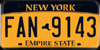NY license plate FAN9143