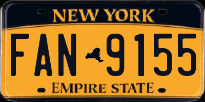 NY license plate FAN9155
