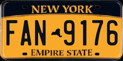 NY license plate FAN9176