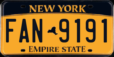 NY license plate FAN9191