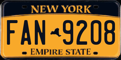 NY license plate FAN9208