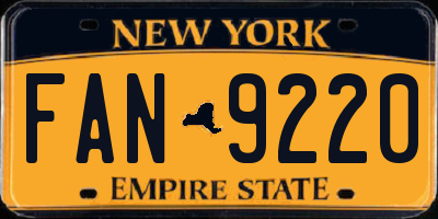 NY license plate FAN9220