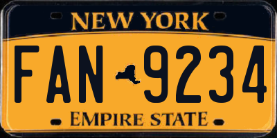 NY license plate FAN9234