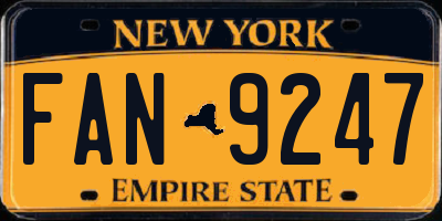 NY license plate FAN9247