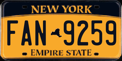 NY license plate FAN9259