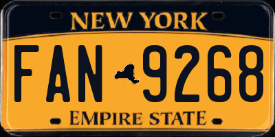 NY license plate FAN9268