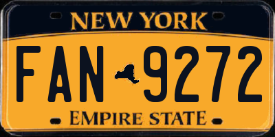 NY license plate FAN9272