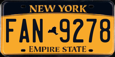 NY license plate FAN9278