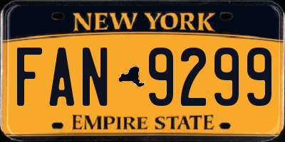 NY license plate FAN9299