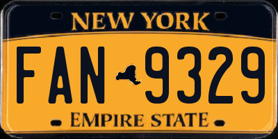 NY license plate FAN9329