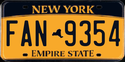 NY license plate FAN9354