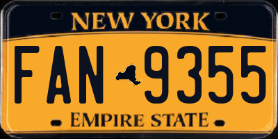NY license plate FAN9355