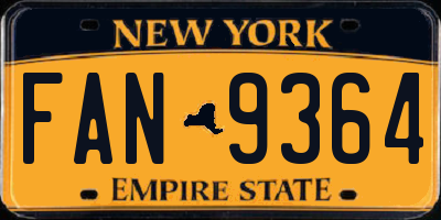 NY license plate FAN9364