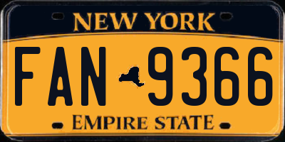 NY license plate FAN9366