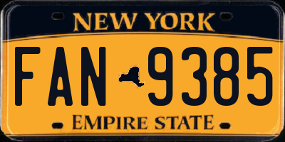 NY license plate FAN9385