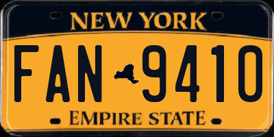 NY license plate FAN9410